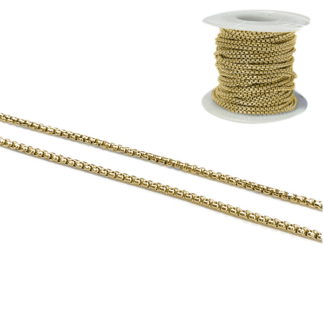 CADENA CUADRADA 2MM - ACERO DORADO