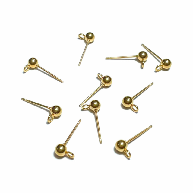 BASE CARAVANA BOLITA 4MM CON ARITO ACERO DORADA