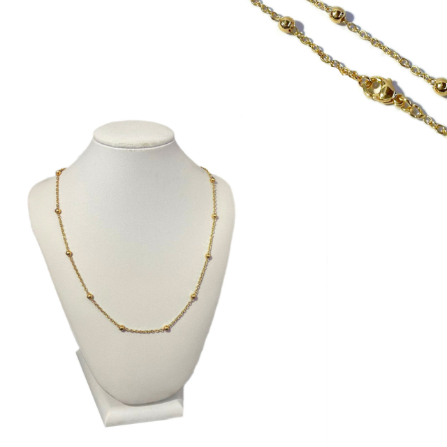 CADENA ARMADA DERECHA BOLITA 3MM X 45CM - ACERO DORADO