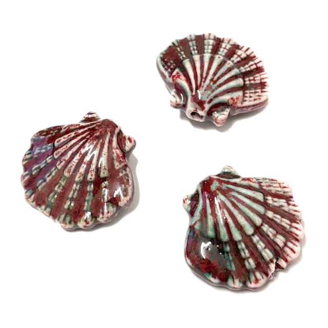 CERAMICA - CARACOLA 28X30MM - BORDEAUX Y CELESTE (SEPARADOR) (MAR)