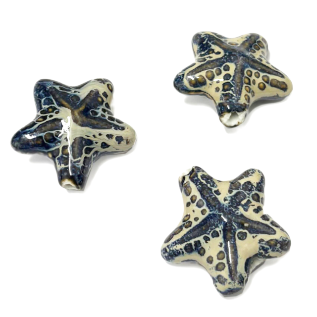 CERAMICA - ESTRELLA 35MM - AZUL Y BEIGE (SEPARADOR)