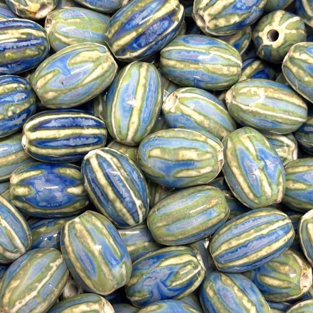 CERAMICA OVAL 21X15MM - AZUL Y VERDE