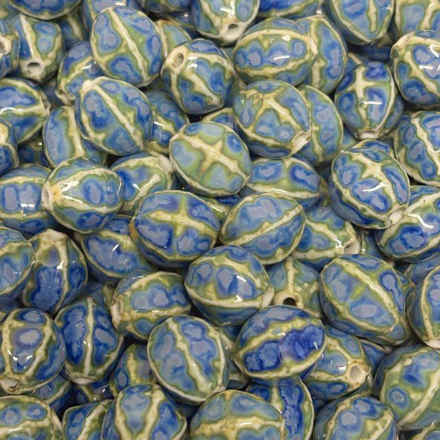 CERAMICA CALABAZA ROMBO 16X14MM - AZUL Y VERDE