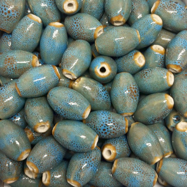 CERAMICA OVAL 22X14MM - AZUL Y MARRON
