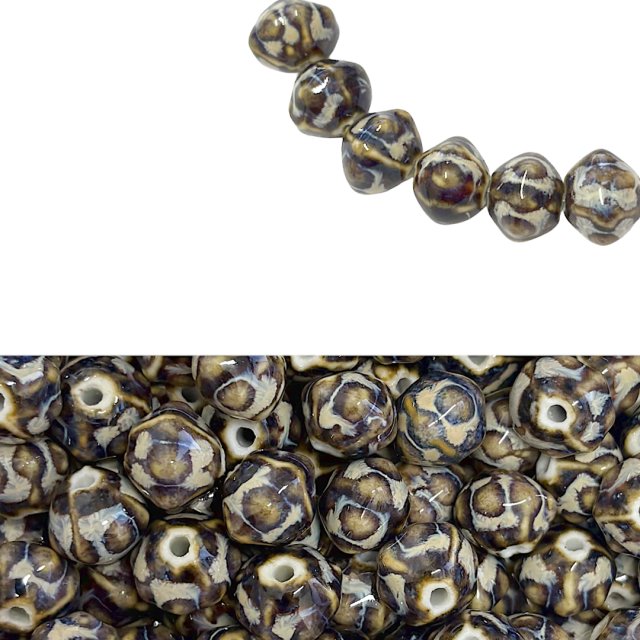 CERAMICA CALABAZA ROMBO 11X13MM - BEIGE, MARRON Y AZUL