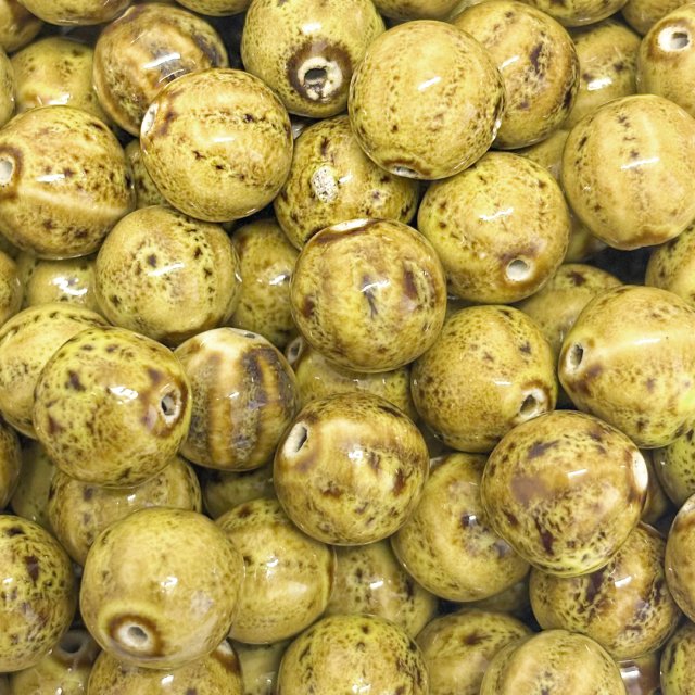 CERAMICA BOLITA IRREGULAR 17MM - AMARILLO Y MARRON