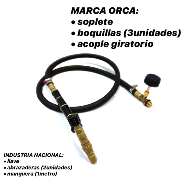 SOPLETE ORCA (BOQUILLAS+ACOPLE GIRATORIO+MANGUERA+LLAVE)