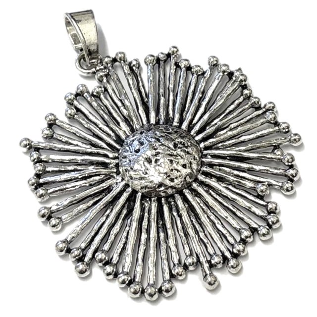 DIJE MEDALLA CIRCULO FLOR XL 67MM - NIQUEL