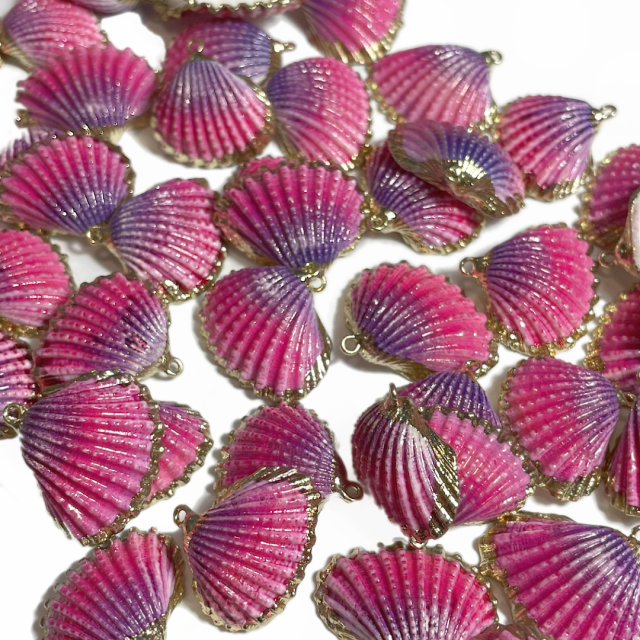 CARACOLAS ELECTRO DORADO (2X3CM APROX) - FUCSIA  / VIOLETA (MAR)