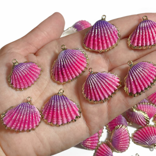 CARACOLAS ELECTRO DORADO (2X3CM APROX) - FUCSIA  / VIOLETA (MAR)