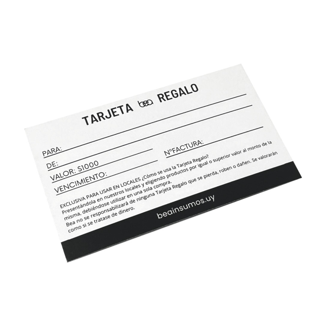 TARJETA REGALO - EXCLUSIVA PARA UTILIZAR EN LOCAL CASA CENTRAL
