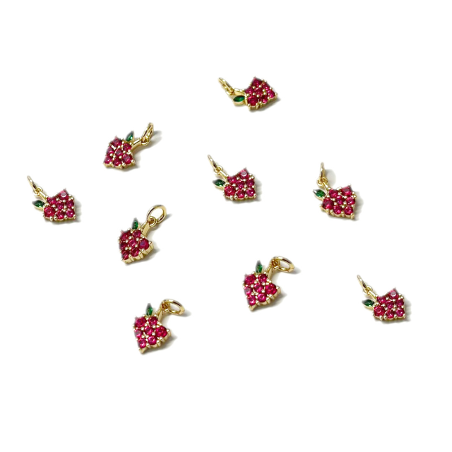 DIJE FRUTA - FRUTILLA 10X9MM - BAÑO DE ORO